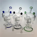 Double Recycler Hookah Glass Smoking Pipe with Honeycomb Perc (ES-GB-392)